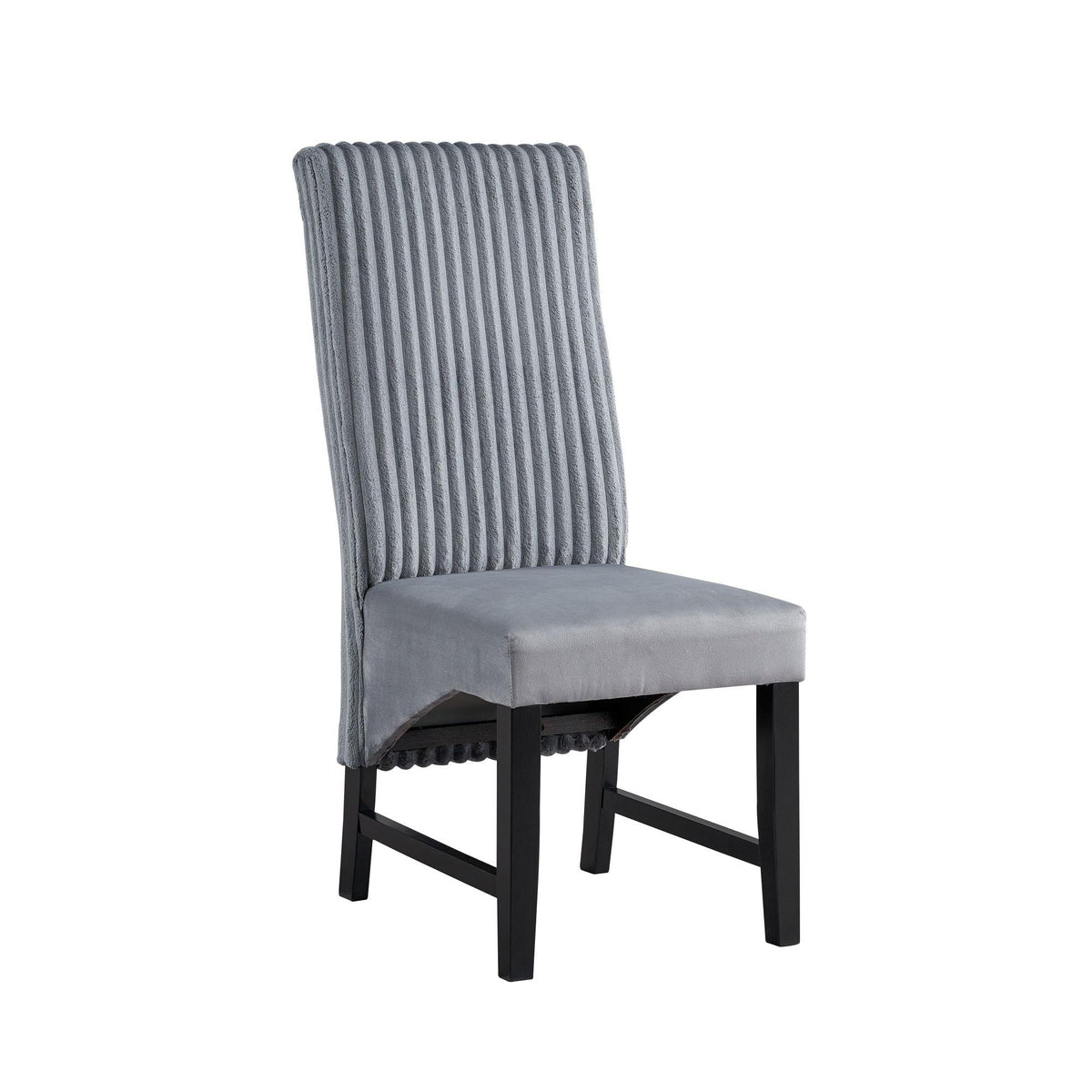 Asgard Gray Corduroy & Black Finish Side Chair (Set of 2)