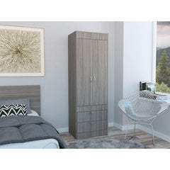 Light Gray 2-Drawer Armoire