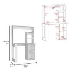 Desk Ryndon, Hutch, White Finish
