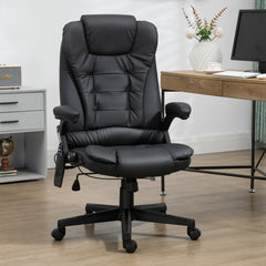 Massage Office Chair, Heated Reclining Computer Chair with 6 Vibration Points, Armrest and Remote, Black