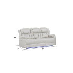 Cassandra Modern Contemporary LED Power Recliner Sofa including cup holders made with wood and metal frame in Beige