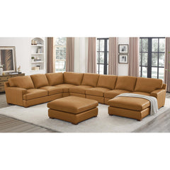 Leather Match Large Seating Modular Sectional