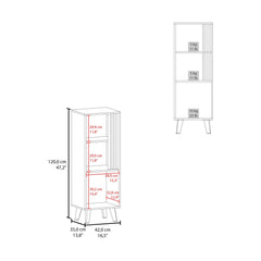 Rhea 47" High One Door Cabinet with Two Open Shelves Dark Wengue - Black