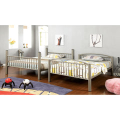 Chronos Gold Finish Contemporary Style Full Over Full Bunk Bed Full Metal Structure Movable Ladder Top Bed Rails Convert Into Two Separate Bed