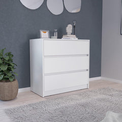 Aria Three Drawer Dresser, Pull Out Mechanism-White