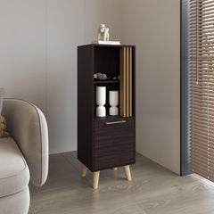 Rhea 47" High One Door Cabinet with Two Open Shelves Dark Wengue - Light Oak