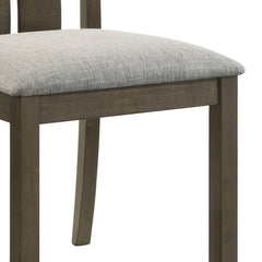 Aphrodite Set of 2 Dining Chairs, Brown Wood Slatted Back, Gray Fabric Seat