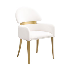 Contemporary Style 2pc Arms Chairs Stainless steel Gold Matte Finish Dining Room Furniture White