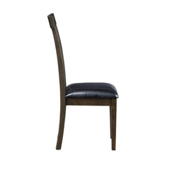 Chronicle 18 Inch Side Dining Chairs Set of 2, Slatted Back, Padded Seat, Farmhouse Brown