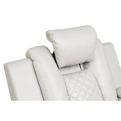 WALTZ LED & Power Recliner Chair Made With Faux Leather in Ice