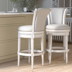 Story Wood Bar-Height Swivel Barstool with High-Back, 1PC