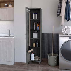 Apex Oak 3 Broom Hangers Tall Storage Cabinet