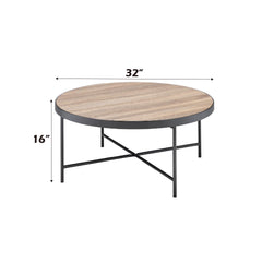 Hera Weathered Gray Oak & Metal Finish Coffee Table
