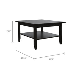Halo Coffee Table, One Shelf, Four Legs -Black