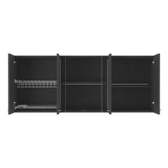 Archive Wall Cabinet Peoria, Four Interior Shelves, Black Wengue Finish