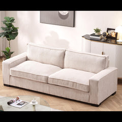Odysseus Corduroy Sofa with Sleek Design, Spacious and Comfortable 3 Seater Couch for Modern Living Room, Ideal for Entertainment and Cozy Moments, Large, Beige
