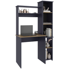 Valhalla Writing Desk, Modern Studio or Office Desk, Two Superior Shelves, And Five Side Open Shleves For Books Organization
