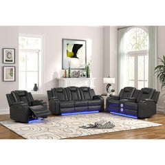 WALTZ LED & Power Recliner 3 PC Made With Faux Leather in Gray