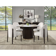 Helen Engineering Marble Top and Espresso Finish Around Dining Table