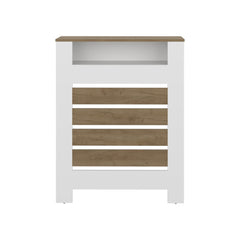 Camelot Cover Cabinet, 1 Shelf, White / Walnut