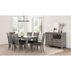 Rustic Gray Dining Server Wine  Cabinet and Drawer Storage