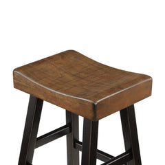 Nirvana 25 Inch Counter Height Stool, Brown Saddle Seat, Black, Set of 2