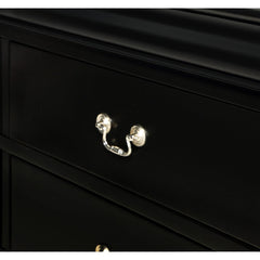 1pc Black Finish Five Drawers Louis Philip Chest Solid Wood Contemporary Sleek Ample Storage