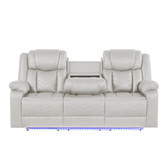 Cassandra Modern Contemporary LED Power Recliner Sofa including cup holders made with wood and metal frame in Beige