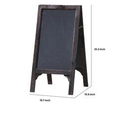 25 Inch Classic Wood Blackboard Stand, Dual Framed, Carved Details, Brown