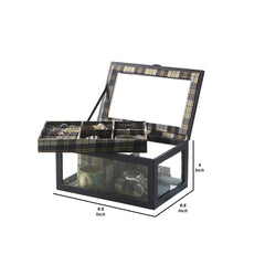 Record Case with Multiple Slots and Removable Watch Cushions, Black
