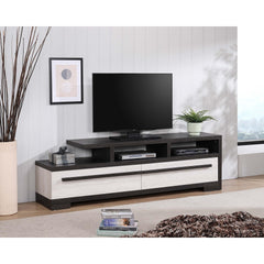 1pc Entertainment Console Modern Design Chalk Ebony Wood Finish Open Shelf Two Spacious Drawers TV Stand