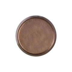 JOURNAL Modern Contemporary Round Aluminum material 32" Coffee Table, Farmhouse Table with Glossy Hand Hammered Design Antique Copper