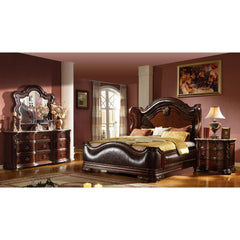 Jason Traditional Queen 4pc Bedroom set made with wood in Dark Walnut