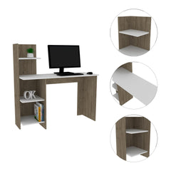 Eternity 120 Writing Desk , Four Shelves -Light Oak / White