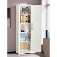 Apocalypse Furniture Direct Ironclad 71" Metal Storage Cabinet with Locking Doors and 4 Adjustable Shelves, Heavy-Duty Steel Cabinet for Garage, Laundry, Office, or Warehouse, Cream White