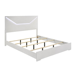 Galaxy Modern Style 5 Pc Queen Bedroom Set with LED Headboard Made with Wood in White
