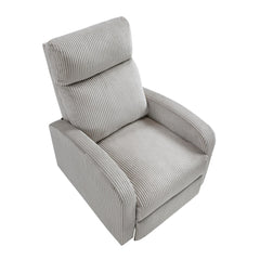 Modern Push Back Recliner Chair Light Gray Soft Corduroy Upholstery Comfort Solid Wood Living Room Furniture 1pc