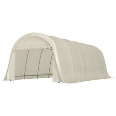 12' x 23.6' Heavy Duty Carport, UPF50+ Portable Garage Car Canopy Tent with Galvanized Frame, Large Door, Beige