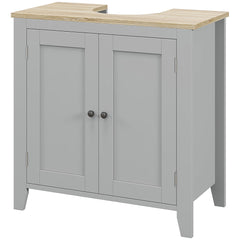 Bathroom Vanities, Pedestal Sink Cabinet with U-Shaped Cut-out and Adjustable Shelf, Gray