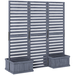 Wood Privacy Screen w/ 4 Planter Box, Raised Bed w/ 3 Panels & Drainage Holes