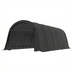 12' x 23.6' Heavy Duty Carport, UPF50+ Portable Garage Car Canopy Tent with Galvanized Frame, Large Door, Dark Gray