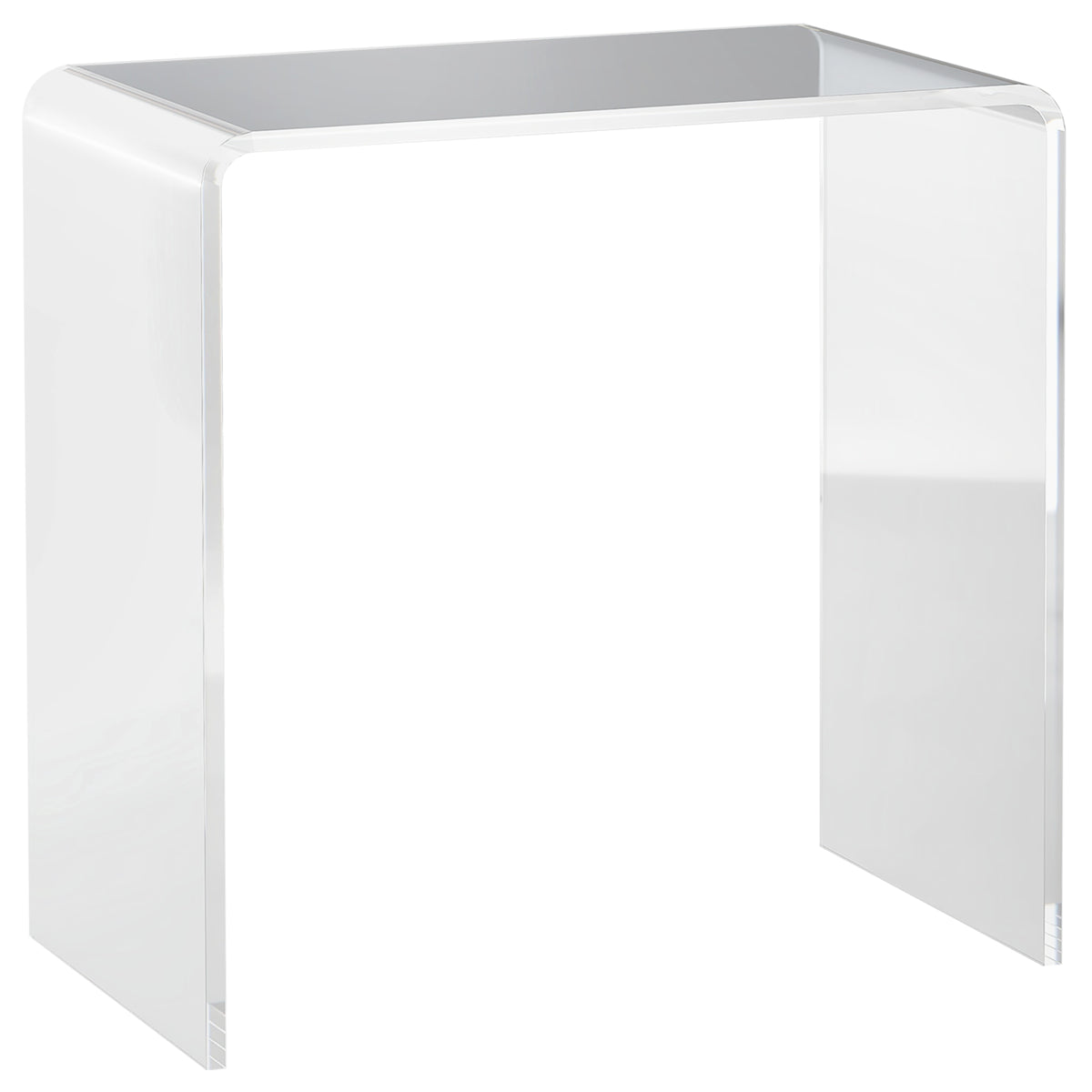 Modern Acrylic End Table, Waterfall Side Table with Rounded Edges and Storage for Small Spaces, 21" x 12" x 21", Clear