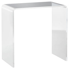 Modern Acrylic End Table, Waterfall Side Table with Rounded Edges and Storage for Small Spaces, 21" x 12" x 21", Clear