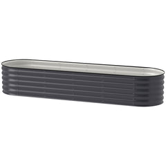 7.9' x 2' x 1.4' Galvanized Raised Garden Bed Kit, Metal Planter Box with Safety Edging, Dark Gray