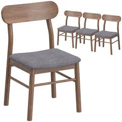 Set of 4 Dining Chairs, Upholstered Dining Room Chairs with Rubberwood Legs and Padded Seat for Kitchen, Gray