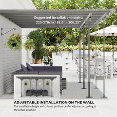 14.5' x 10' Outdoor Polycarbonate Pergola, Transparent UV Blocking Awning, Hardtop Deck Gazebo, Aluminum, Gray