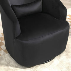360 Degree Swivel Barrel Accent Chair, Velvet Upholstered Curved Armchair, Fully Assembled Contemporary Leisure Chair for Living Room Bedroom Office