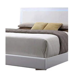 Theseus White Synthetic Leather & White Leg Queen Bed W/Led