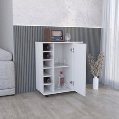 Tale Bar Cart with Casters, 2-Side Storage Shelves and 6-Wine Bottle Rack