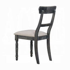 Rustic Style Gray Finish Dining Side Chairs Set of 2pcs Light Brown Upholstered Seat Wooden Dining Furniture